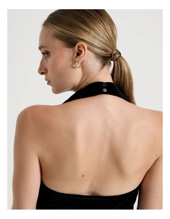 Velvet Halter Neck Top in Black image 6