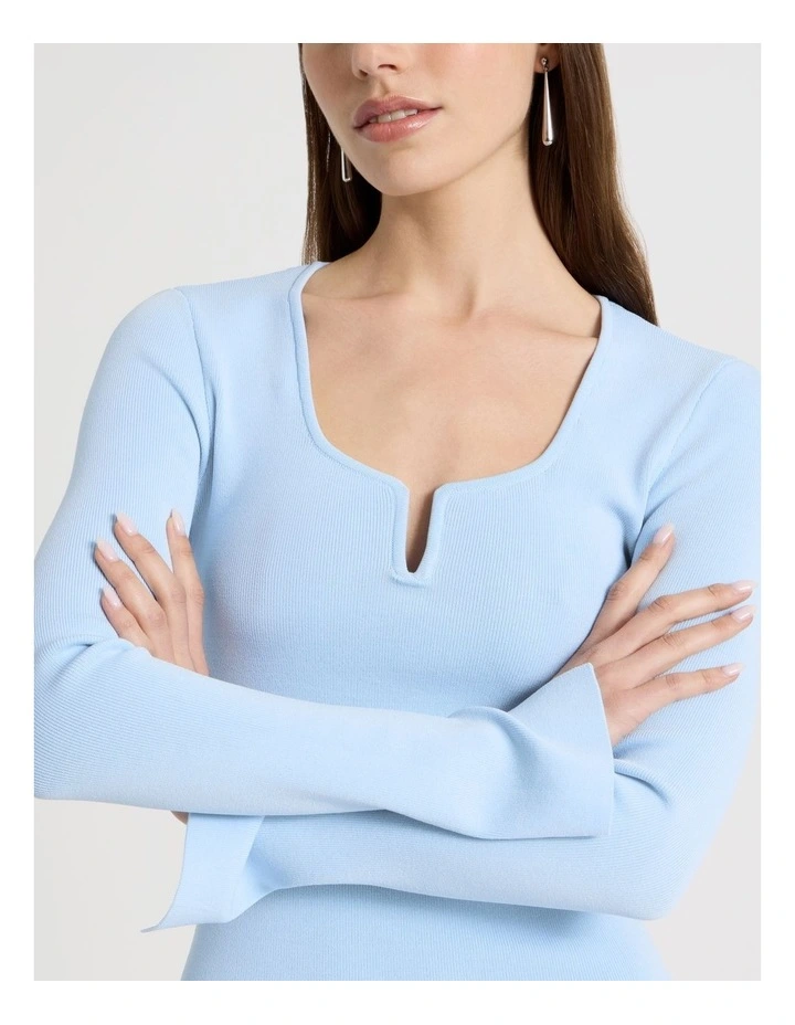 Wire Insert Long Sleeve Knit Top in Sky Blue image 3