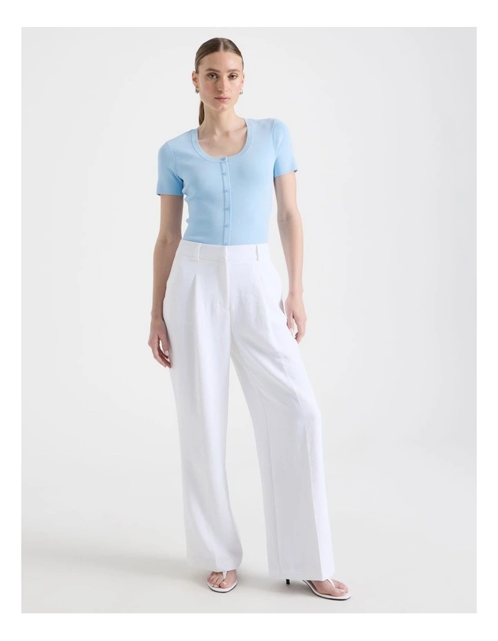 Scoop Neck Button Down Knit Top in Sky Blue image 2