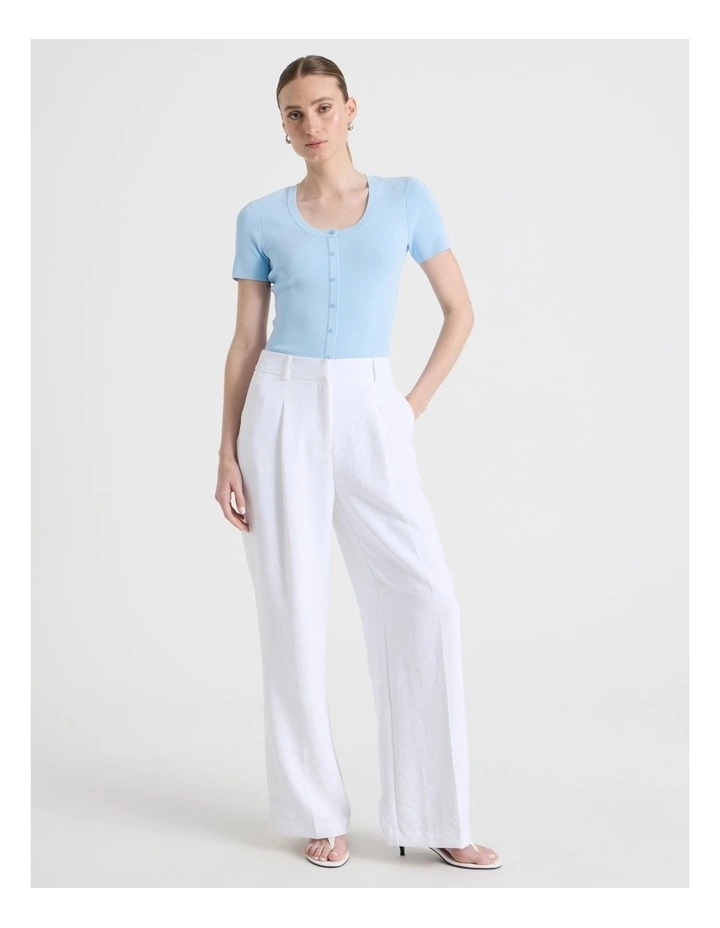 Scoop Neck Button Down Knit Top in Sky Blue image 4