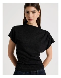 Dolman Sleeve Knit Top in Black