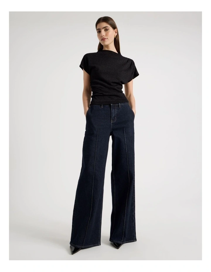 Dolman Sleeve Knit Top in Black image 2