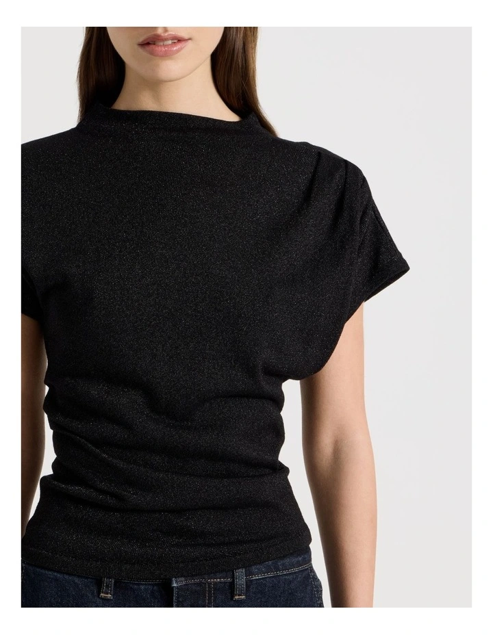 Dolman Sleeve Knit Top in Black image 4