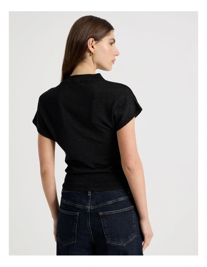 Dolman Sleeve Knit Top in Black image 5