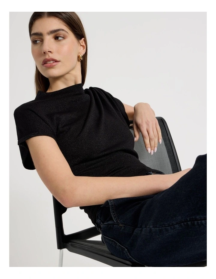 Dolman Sleeve Knit Top in Black image 6