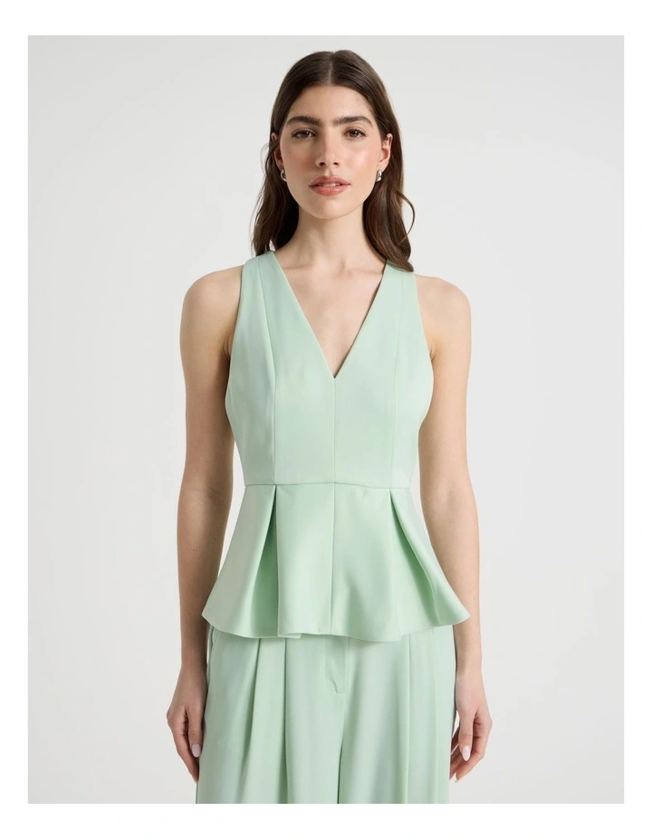 Satin Peplum Top in Mint image 1