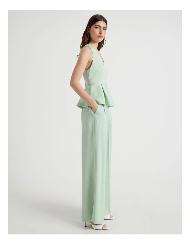 Satin Peplum Top in Mint image 2