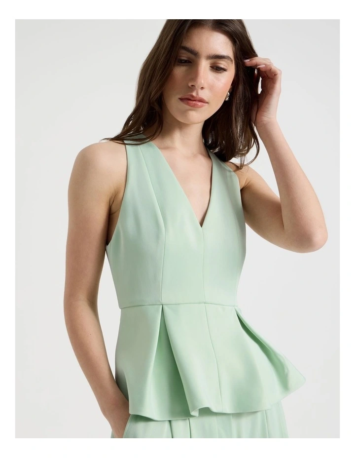 Satin Peplum Top in Mint image 3