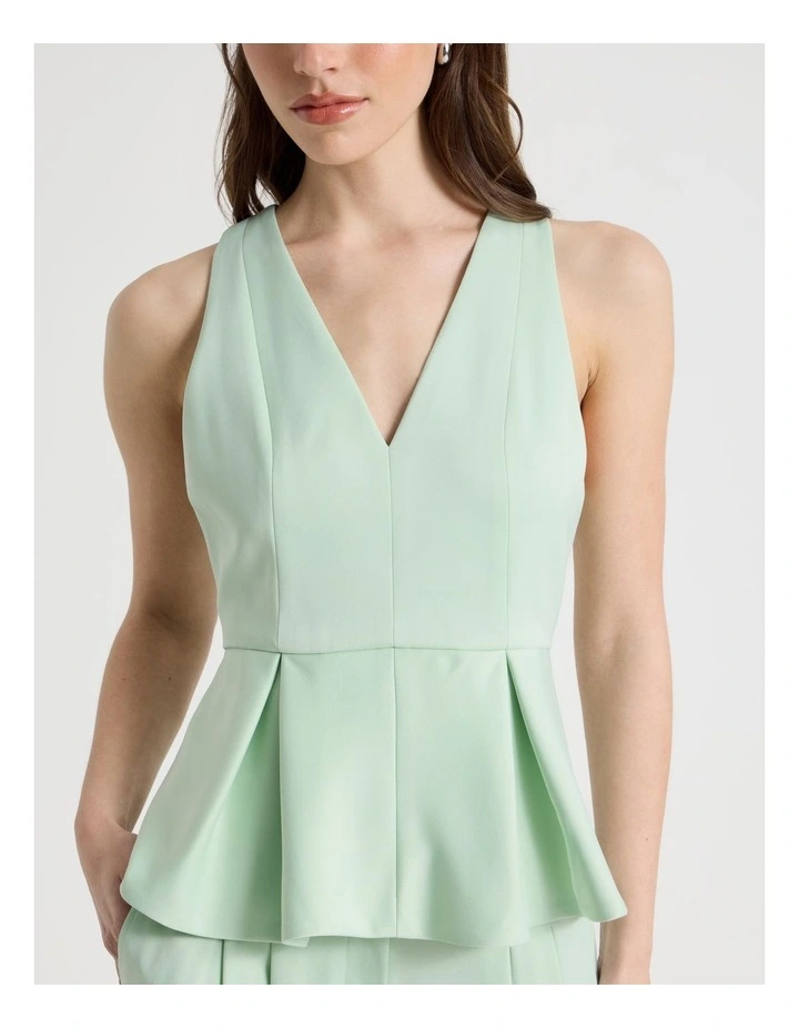 Satin Peplum Top in Mint image 4