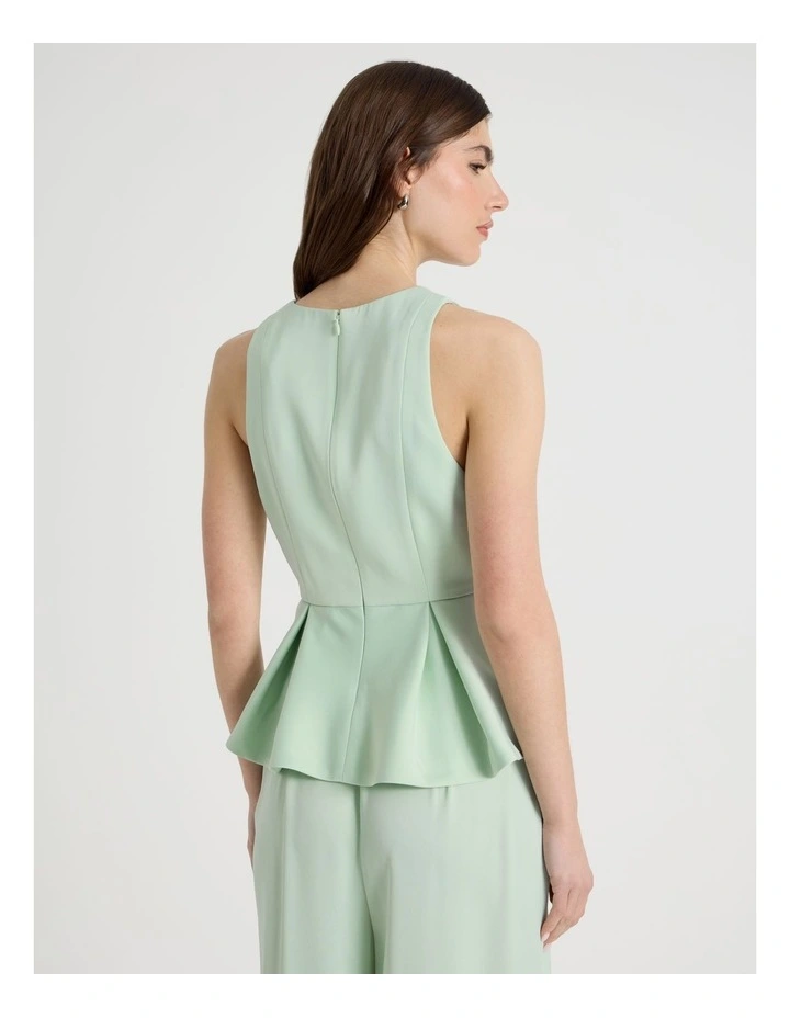 Satin Peplum Top in Mint image 6