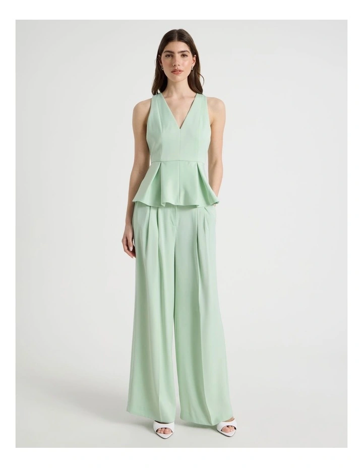 Satin Peplum Top in Mint image 7