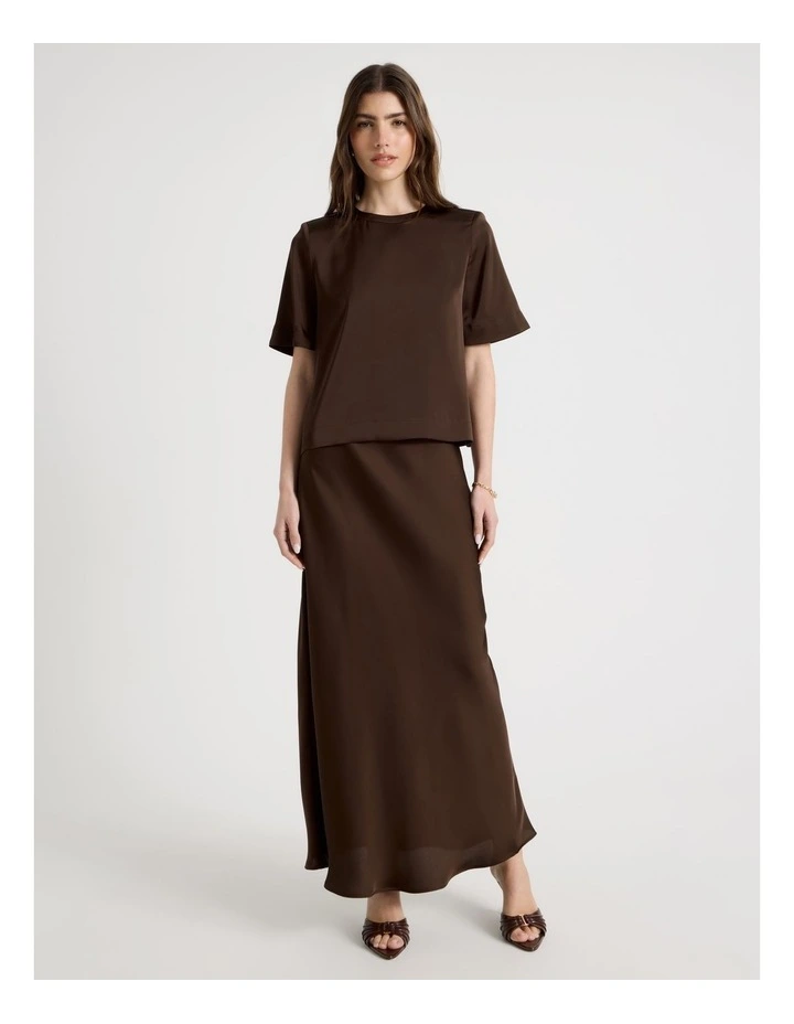 Satin Cropped Tee in Brown image 4