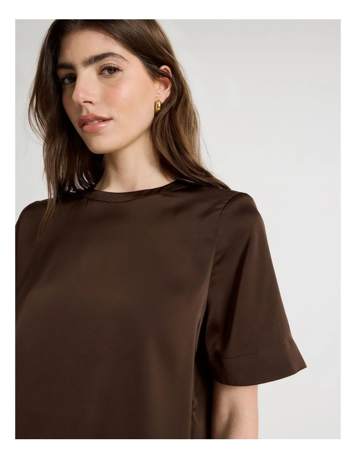 Satin Cropped Tee in Brown image 5