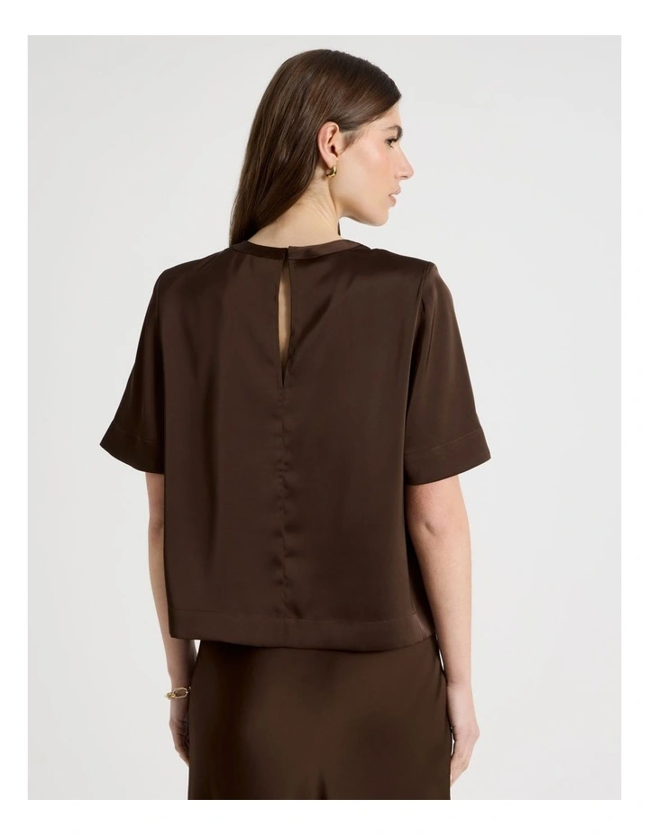 Satin Cropped Tee in Brown image 6