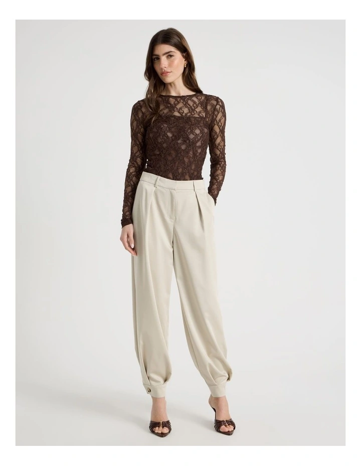 Layered Lace Long Sleeve Top in Brown image 4