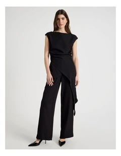 Asymmetric Draped Top in Black