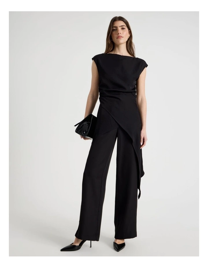 Asymmetric Draped Top in Black image 3