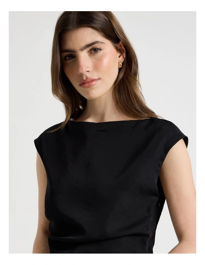 Asymmetric Draped Top in Black image 4