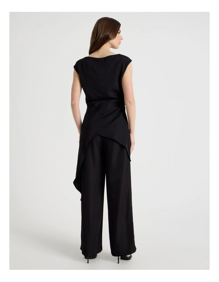 Asymmetric Draped Top in Black image 6