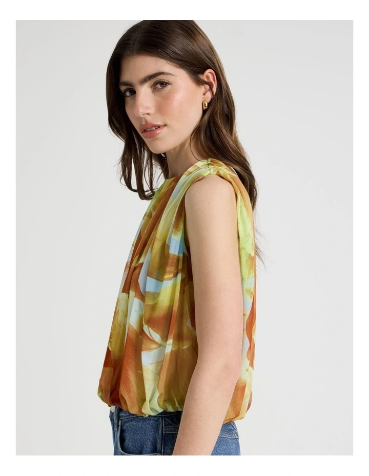 Mesh Bubble Hem Top in Yellow image 5