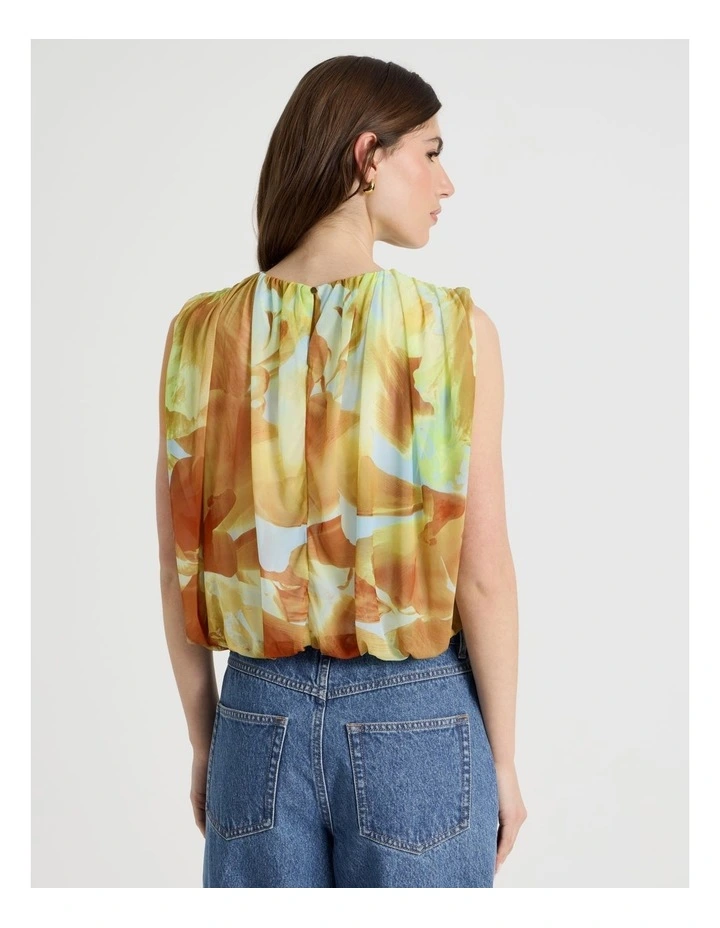 Mesh Bubble Hem Top in Yellow image 6