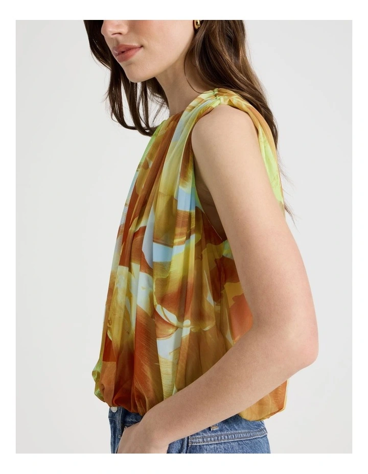 Mesh Bubble Hem Top in Yellow image 7