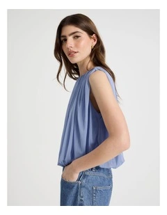 Mesh Bubble Hem Top in Cornflower