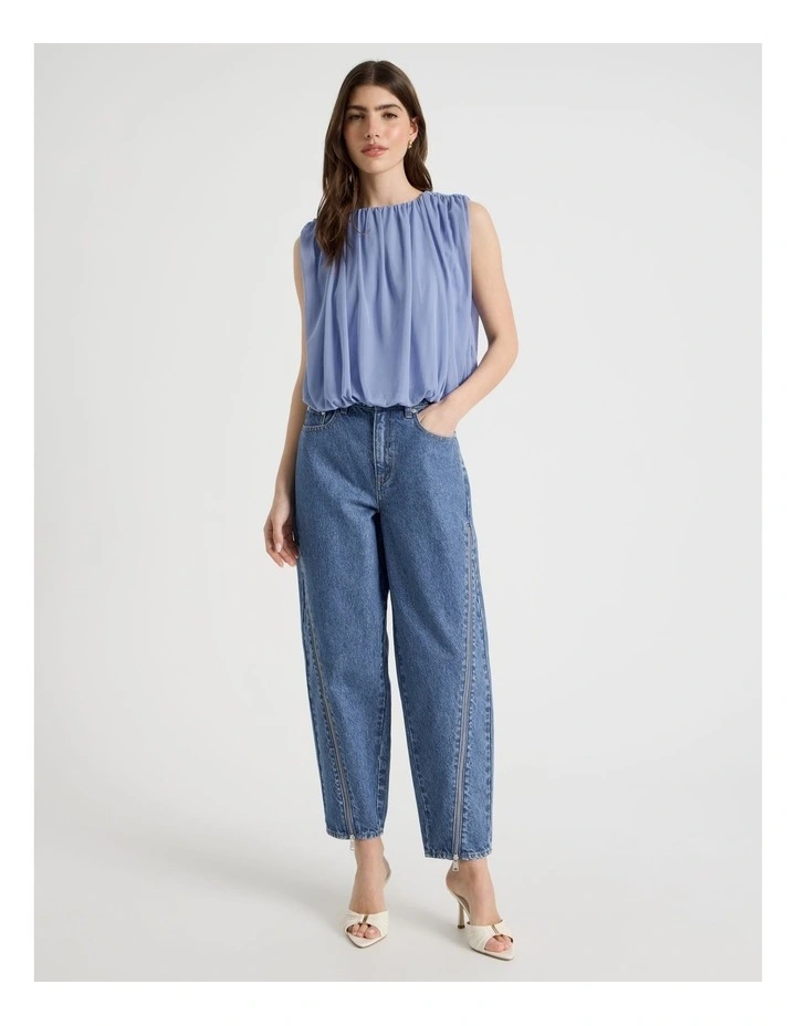 Mesh Bubble Hem Top in Cornflower image 5