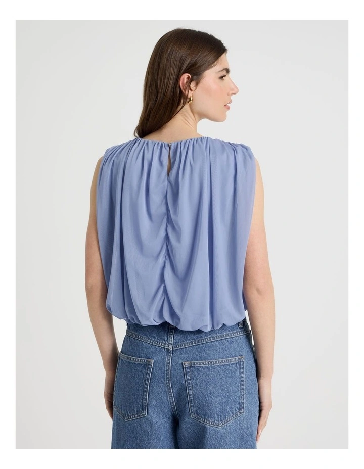 Mesh Bubble Hem Top in Cornflower image 6