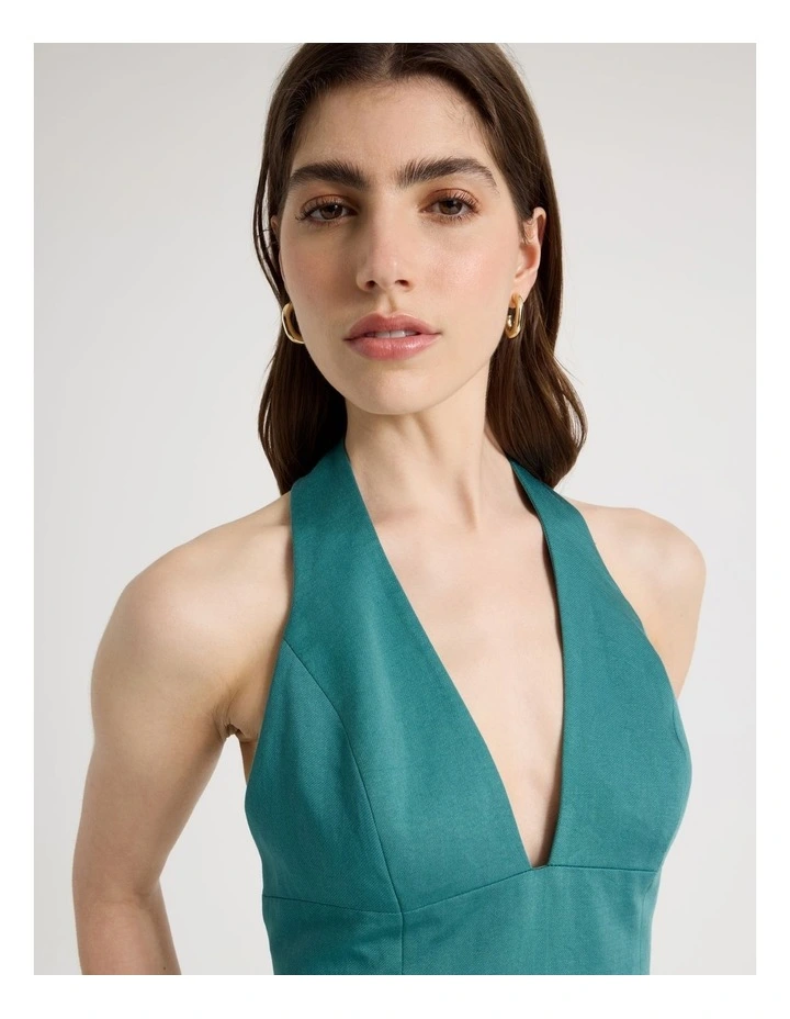 Linen Blend Vest in Teal image 6