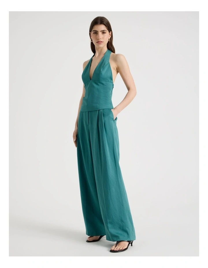 Linen Blend Vest in Teal image 7