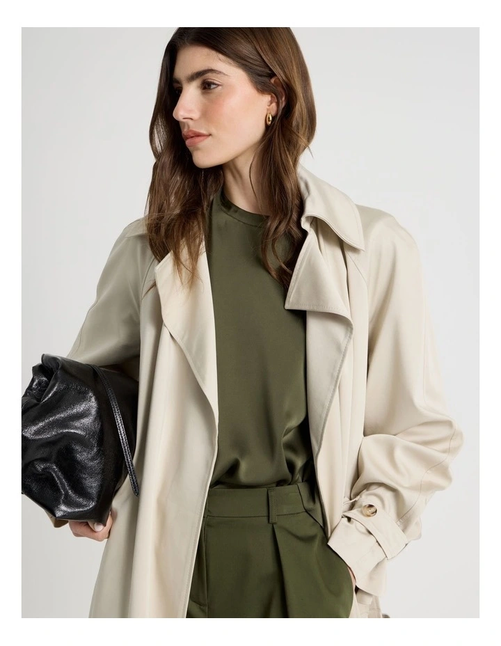Satin Cropped Tee in Khaki image 7