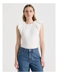 Extended Puff Shoulder Top in Ivory