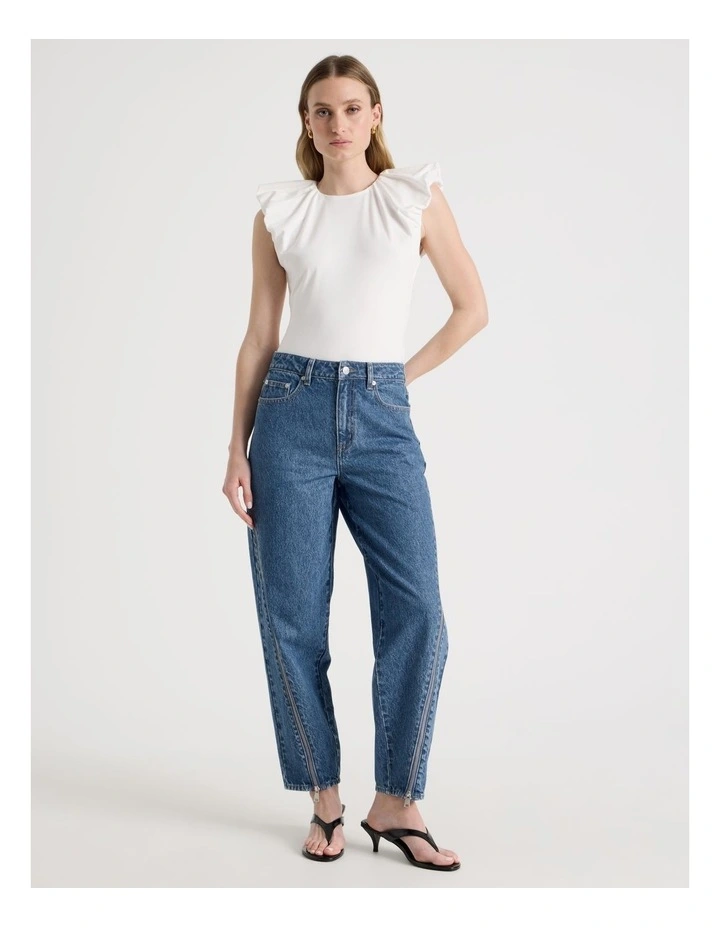 Extended Puff Shoulder Top in Ivory image 2
