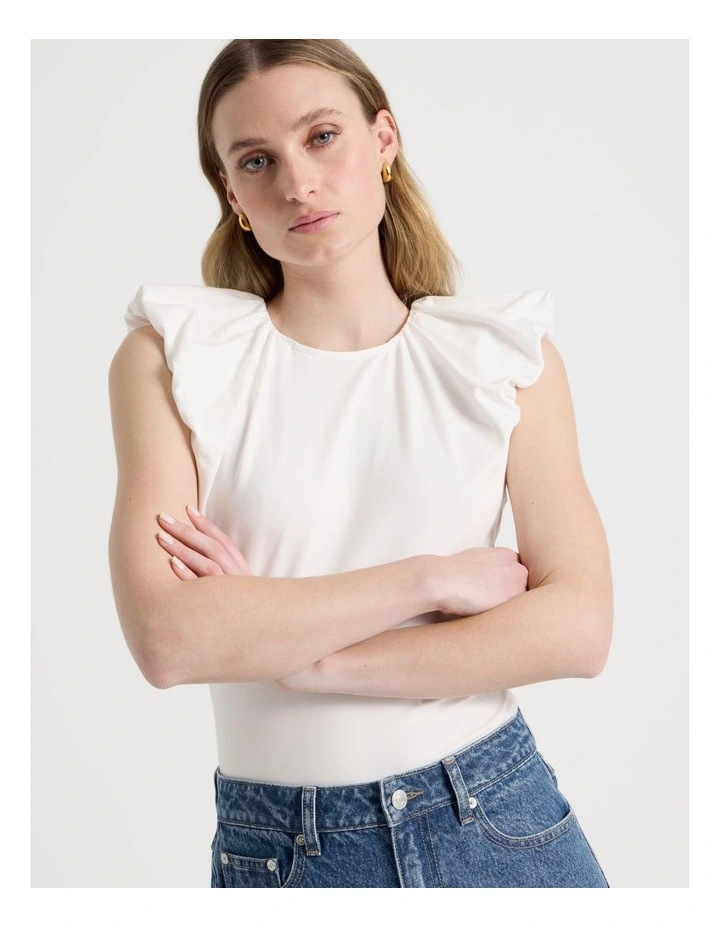 Extended Puff Shoulder Top in Ivory image 3