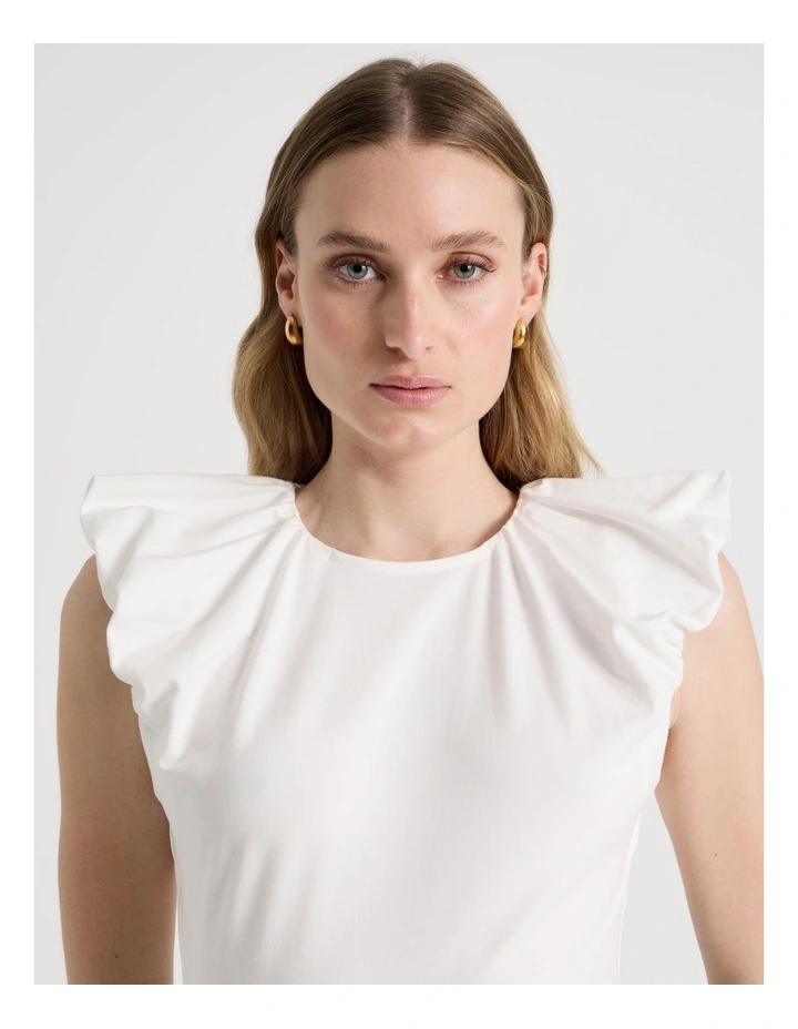 Extended Puff Shoulder Top in Ivory image 4