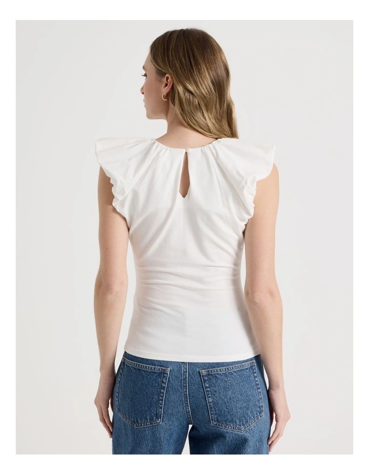 Extended Puff Shoulder Top in Ivory image 6