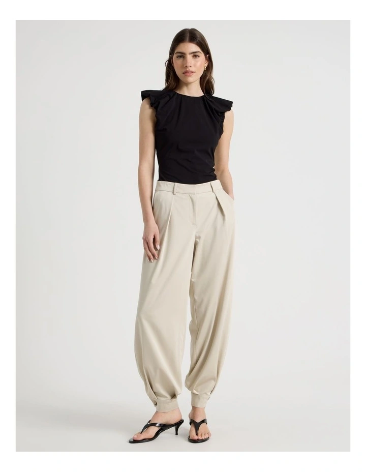 Extended Puff Shoulder Top in Black image 2