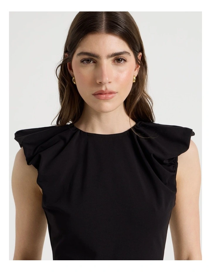 Extended Puff Shoulder Top in Black image 4