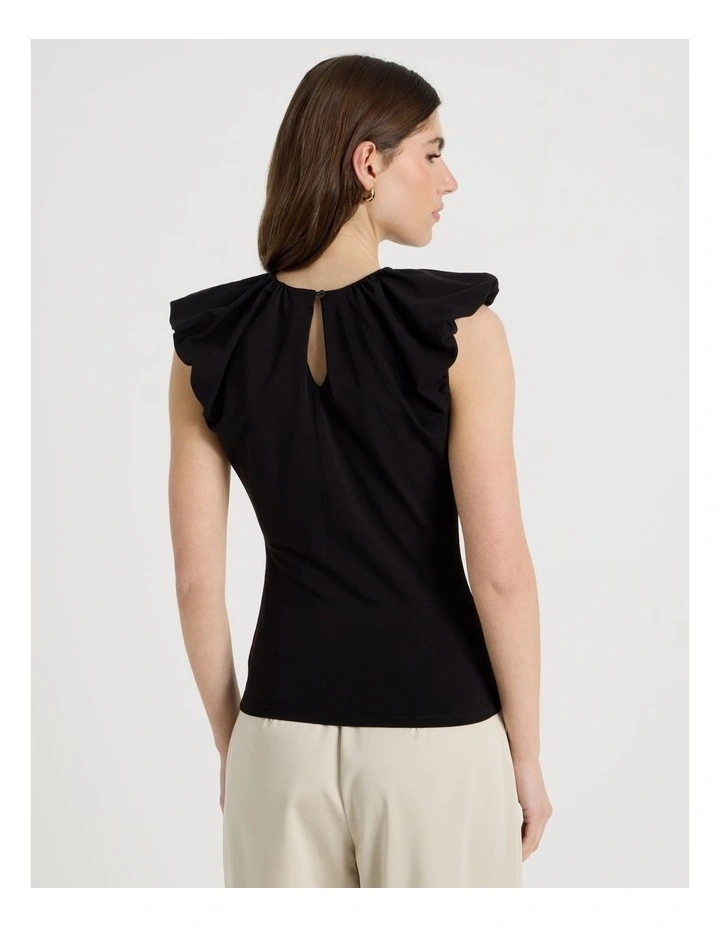 Extended Puff Shoulder Top in Black image 6