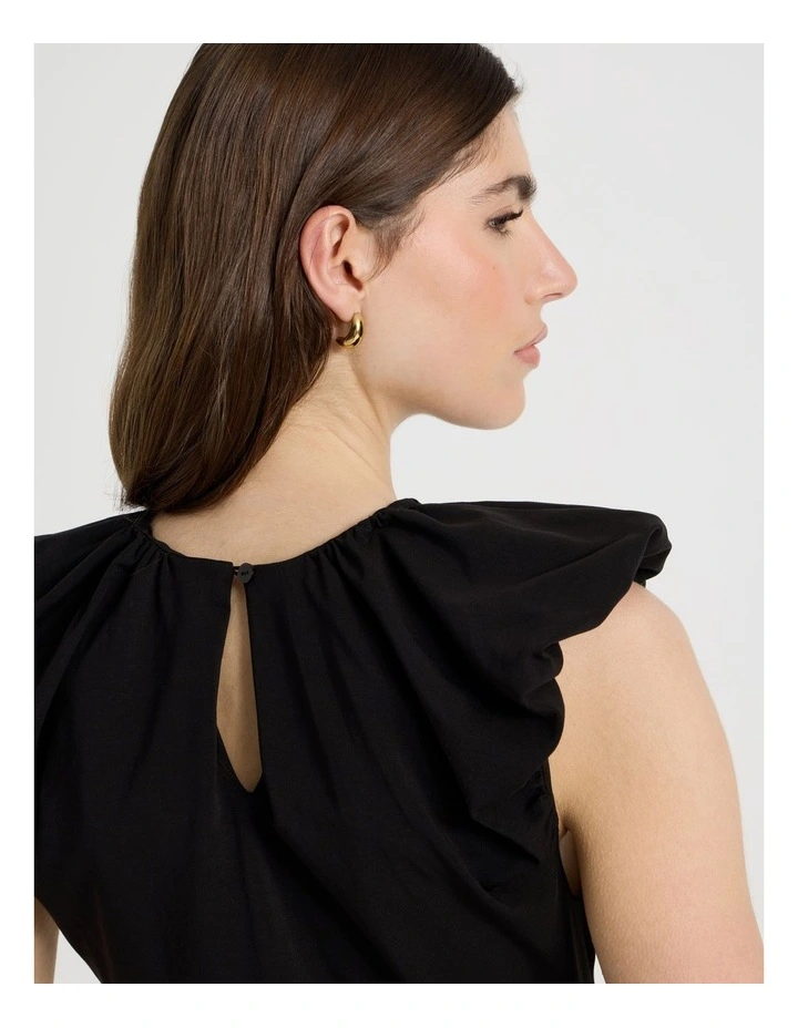 Extended Puff Shoulder Top in Black image 7
