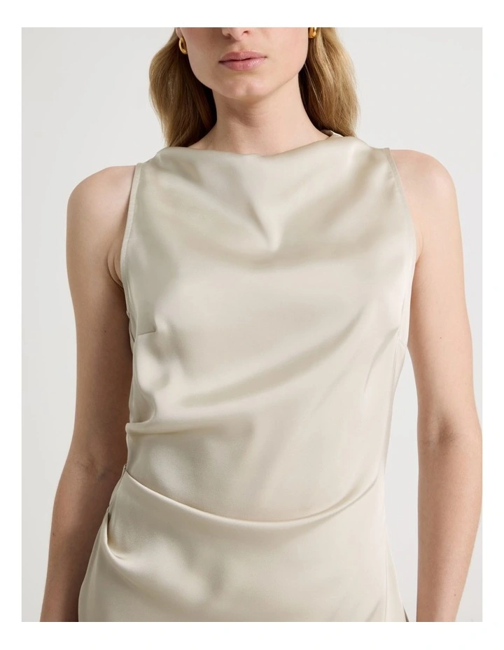 High Neck Asymmetrical Hem Top in Stone image 7