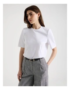 Shoulder Pad Tee in White