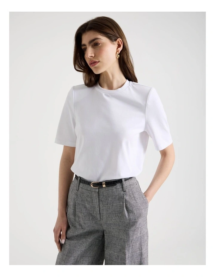 Shoulder Pad Tee in White image 1