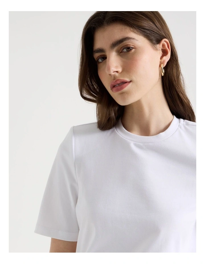 Shoulder Pad Tee in White image 2