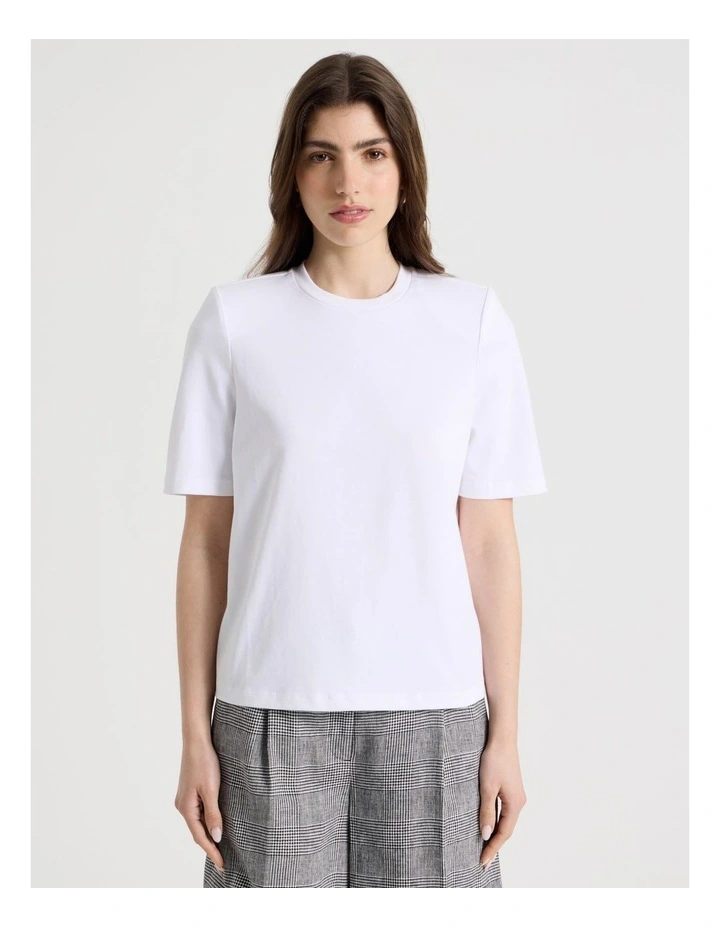 Shoulder Pad Tee in White image 5