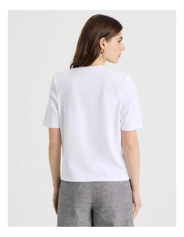 Shoulder Pad Tee in White image 6