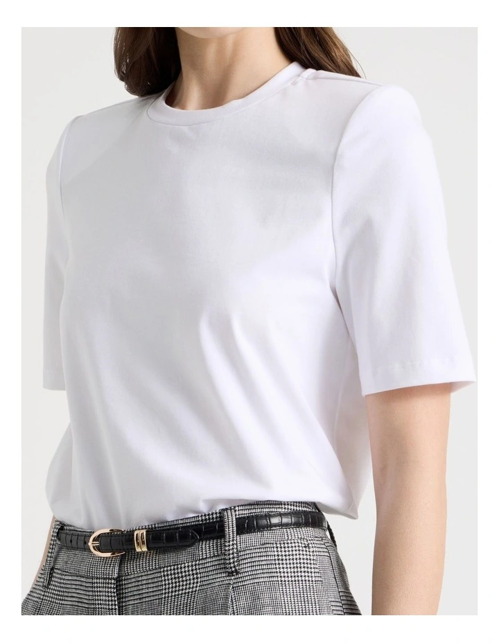 Shoulder Pad Tee in White image 7