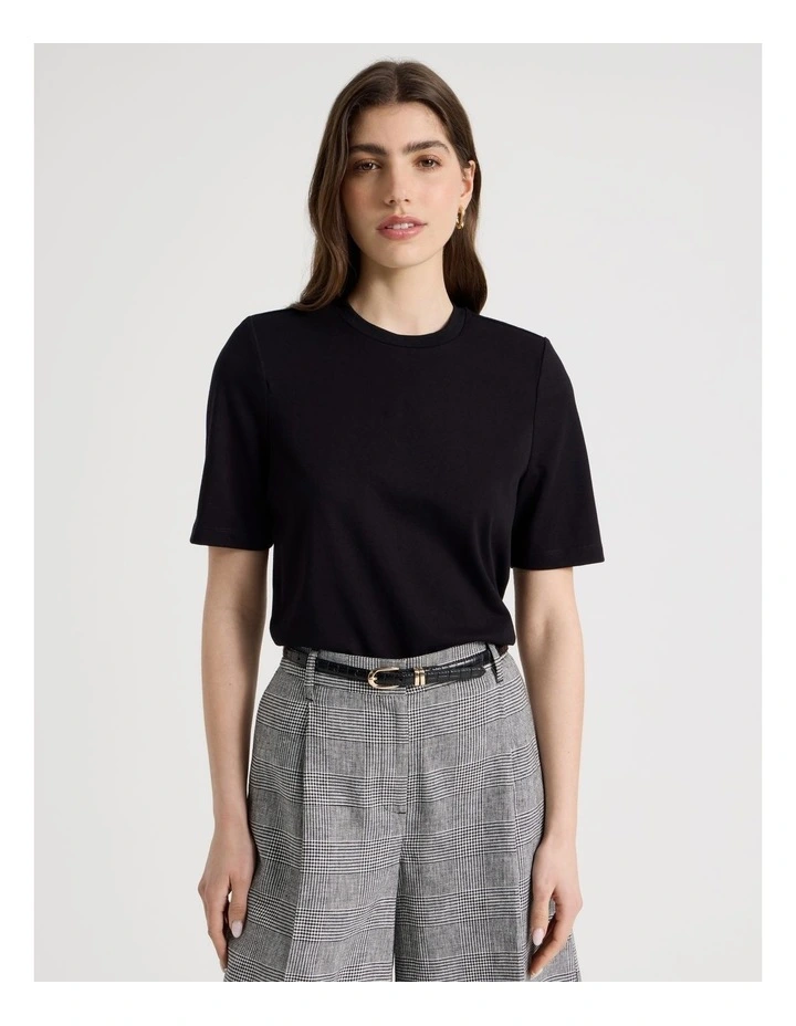 Shoulder Pad Tee in Black image 1