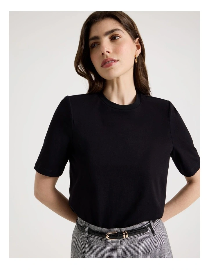 Shoulder Pad Tee in Black image 2